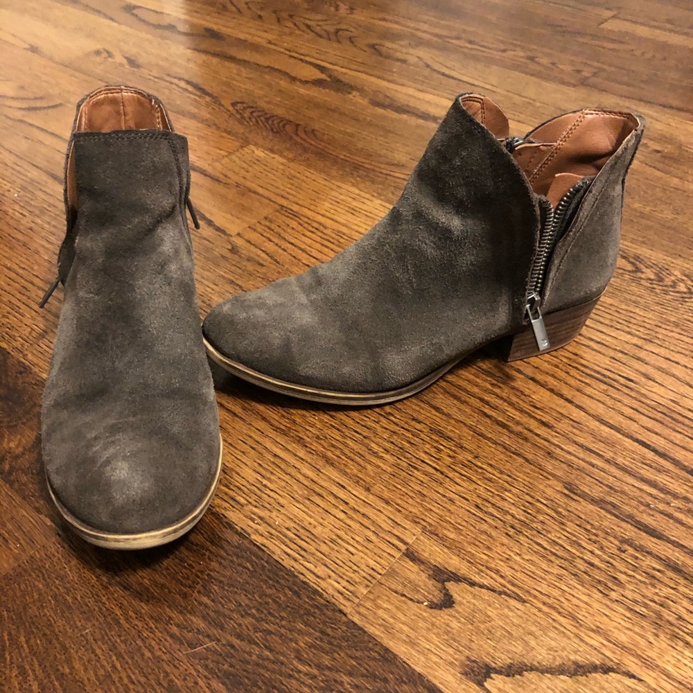 Grey suede booties